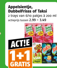  dubbelfrisss appelsientje taksi fruitdrank 1 2 200 trays 6 10 ml actieprijs dubbel frisss kids appel 