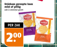  uniekaas geraspte kaas 200 mild pittig zak 250 