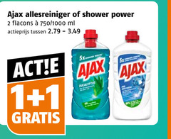  1 2 ajax allesreiniger shower power 750 1000 ml actieprijs 5x and 