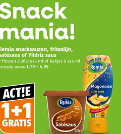  remia satesaus mayonaise 1 snack mania snacksauzen friteslijn saus flessen ml bakjes actieprijs 