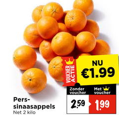  perssinaasappelen 2 voucher sinaasappels kilo 