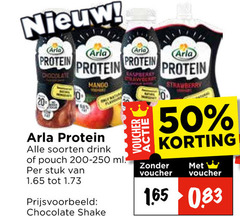  arla drinkyoghurt 50 protein chocolate mango voucher soorten drink pouch ml stuk strawberry shake 