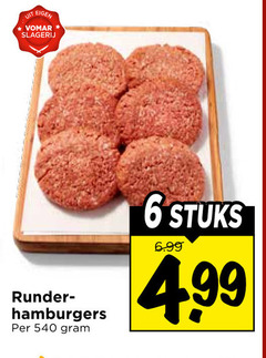  hamburgers 6 slagerij runder stuks 