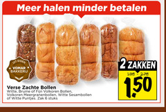 bolletjes 2 6 150 minder bakkerij verse zachte bollen witte bruine fijn volkoren meergranenbollen sesambollen puntjes zak stuks zakken 