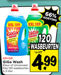  wasmiddel 120 xxl giga wash color kleur fles wasbeurten 4 3 liter 