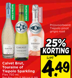  rose witte wijn 8 25 750 fris fruitig calvet touraine brut rosee droog hamersma sparkling fles ml 5.99 pinot grigio 