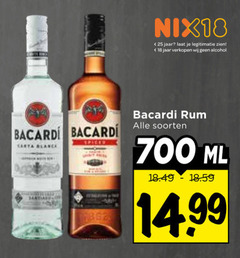  bacardi rum 18 25 700 nix18 jaar legitimatie alcohol blanca spices soorten ml 