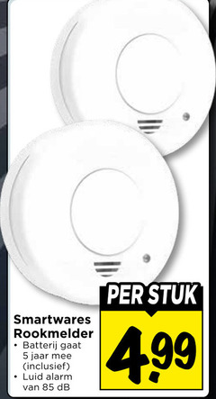  smartwares rookmelder 5 batterij jaar alarm stuk 