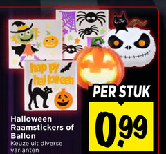  halloween happy raamstickers ballon stuk 