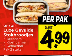  2 luxe gevulde stokbroodjes beenham kipshoarma gehaktbal pak stuks 5.99 