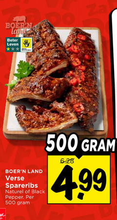  spareribs 500 land beter leven verse naturel black pepper 