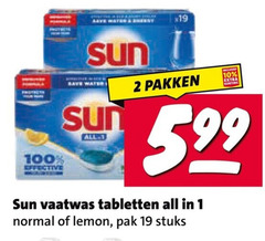  sun vaatwasmiddel 1 2 10 19 100 effective pakken vaatwas tabletten all normal lemon pak stuks 