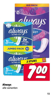 klik op dit plaatje voor een vergroting en voor vergelijkbare aanbiedingen gerelateerd aan
2 10 19 32 700 big pack always ultra day 3x protection jumbo da normal pro stuks 2 10 19 32 700 big pack always ultra day 3x protection jumbo da normal pro stuks