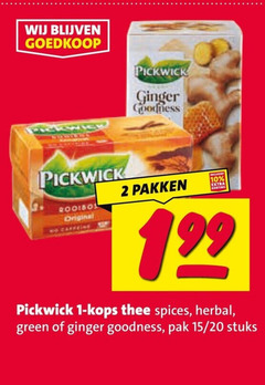  pickwick thee 1 2 10 rooibos original caffeine ginger pakken spices herbal green goodness pak 15 20 stuks 