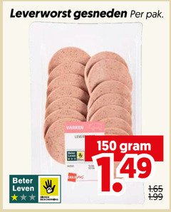  leverworst 150 gesneden pak beter leven bescherming varken lever vers 