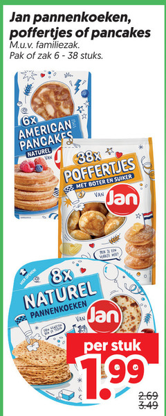  poffertjes pannenkoeken 6 jan pancakes familiezak pak zak stuks 6x american naturel boter suiker 8x prik vorkje stuk 