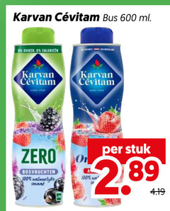  karvan cevitam limonadesiroop 100 600 bus ml suiker calorieen stuk zero bosvruchten 