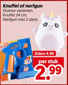 pluche en knuffels nerf 2 24 knuffel cm darts elders flex stuk 