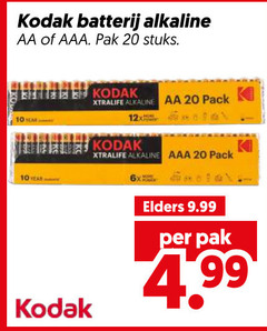  kodak batterijen 10 20 batterij alkaline aa aaa pak stuks year pack 12x 6x elders 