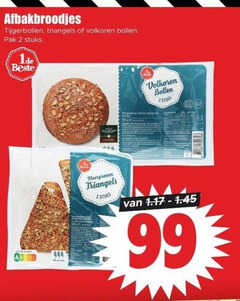  broodjes 2 99 afbakbroodjes tijgerbollen triangels volkoren bollen pak stuks 2stuks meergranen 