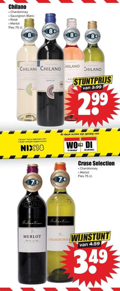  witte wijn rode rose 8 14 18 20 25 chardonnay sauvignon blanc rosee merlot fles soul vintage 3.99 jaar legitimatie alcohol nix18 oktober dod 7 cruse selection pays depuis 