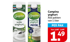  campina yoghurt 1 volle proteine halfvolle pakken liter pak 