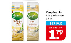  campina vla 1 bolletjes vanille volle slagroom romig vanillesmaak pakken liter pak 17 