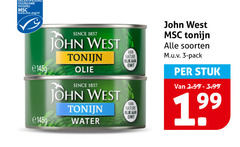  john west tonijn in blik 3 visserij www.msc.org nl since olie water nature rijk eiwit soorten pack stuk 3.99 