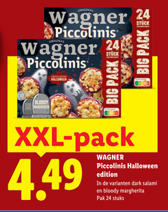  wagner diepvriespizza 24 original piccolinis bloody margherita limited edition halloween big pack xxl dark salami pak stuks 