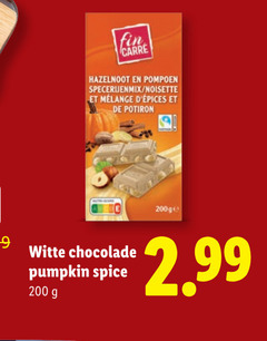  chocolade 200 carre hazelnoot pompoen specerijenmix noisette witte pumpkin spice 