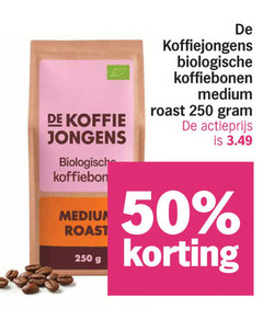  de koffiejongens koffiebonen 50 250 koffie jongens biologische roast medium actieprijs 