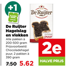  de ruijter hagelslag boterhamvlokken 2 1 glazen zegel vlokken pakken chocoladehagel puur 2e halve 