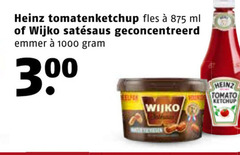  wijko heinz tomatenketchup satesaus 300 1000 fles ml geconcentreerd emmer tomato ketchup 