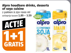  alpro soja melk 1 2 7 houdbare drinks desserts soya cuisine pakken ml actieprijs proteines banaan roam 