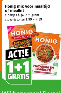  honig maaltijdmix 1 2 1867 mix maaltijd mealkit 36-44 actieprijs bakplaat macaroni spaghetti 