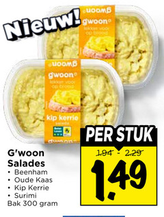  salade 300 salades beenham oude kaas kip kerrie surimi bak gwoon brood stuk 