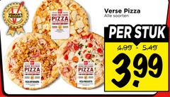 verse pizza favoriet vers belegde soorten kipshoarma prosciutto stuk 3.99 
