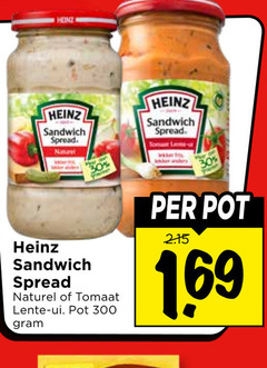  heinz sandwich spread 30 300 naturel tomaat lente ui pot 