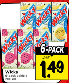  wicky fruitdrank 6 200 original pack pakje ml 