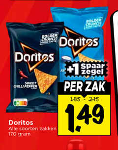  doritos chips crunch conic taste sweet chilli pepper soorten zakken 1 spaar zegel zak 