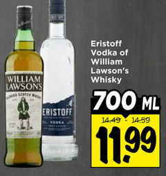  eristoff william lawsons wodka whisky 700 blended scotch vodka ml 