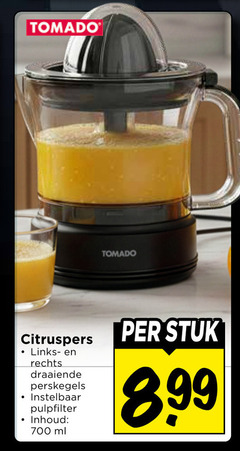  citruspers 700 tomado links- rechts draaiende perskegels instelbaar inhoud ml stuk 