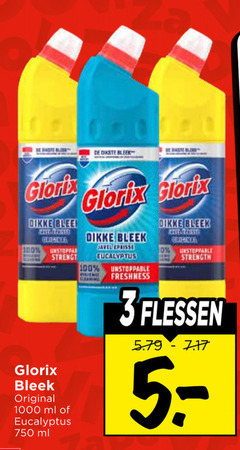  glorix bleekmiddel 3 5 100 750 1000 bleek dikke rate original ml eucalyptus unstoppable freshness strength flessen 