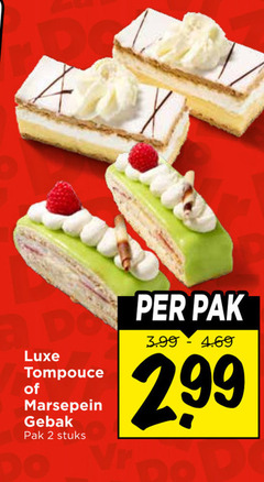 klik op dit plaatje voor een vergroting en voor vergelijkbare aanbiedingen gerelateerd aan
gebak tompoucen 2 luxe tompouce marsepein pak stuks 3.99 dod gebak tompoucen 2 luxe tompouce marsepein pak stuks 3.99 dod