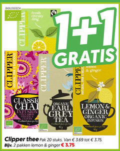  clipper thee 1 2 20 biologisch natural fair fresh zing clippe lemon ginger classic chai infusion cinnamon gloves free bags organic earl grey tea pak stuks pakken 