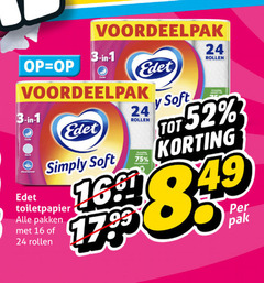  edet toiletpapier 1 3 16 24 simply soft pakken rollen pak 