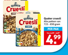  quaker cruesli 4 choc nuts pack pakken pak 