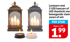 lantaarn 3 led kaarsen theelicht bewegende vlam zwart wit stuk elders 3.99 