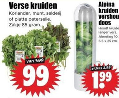  verse kruiden 10 25 99 koriander munt selderij platte peterselie zakje alpina vershoud doos langer vers cm elders 3.99 