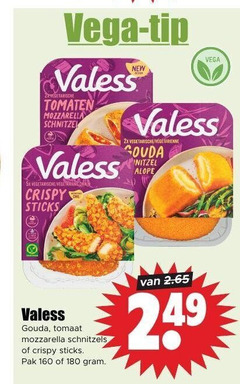 klik op dit plaatje voor een vergroting en voor vergelijkbare aanbiedingen gerelateerd aan
valess vegetarisch 160 180 vega tip new 2x vegetarische tomaten mozzarella schnitzel 5x crispy sticks gouda tomaat schnitzels pak valess vegetarisch 160 180 vega tip new 2x vegetarische tomaten mozzarella schnitzel 5x crispy sticks gouda tomaat schnitzels pak